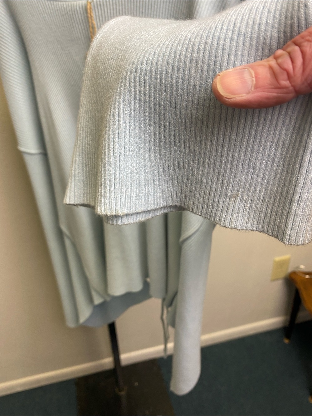 Listicle Pale Blue Scoop Neck Ribbed Hem Drawstring Top - Picture 5 of 9